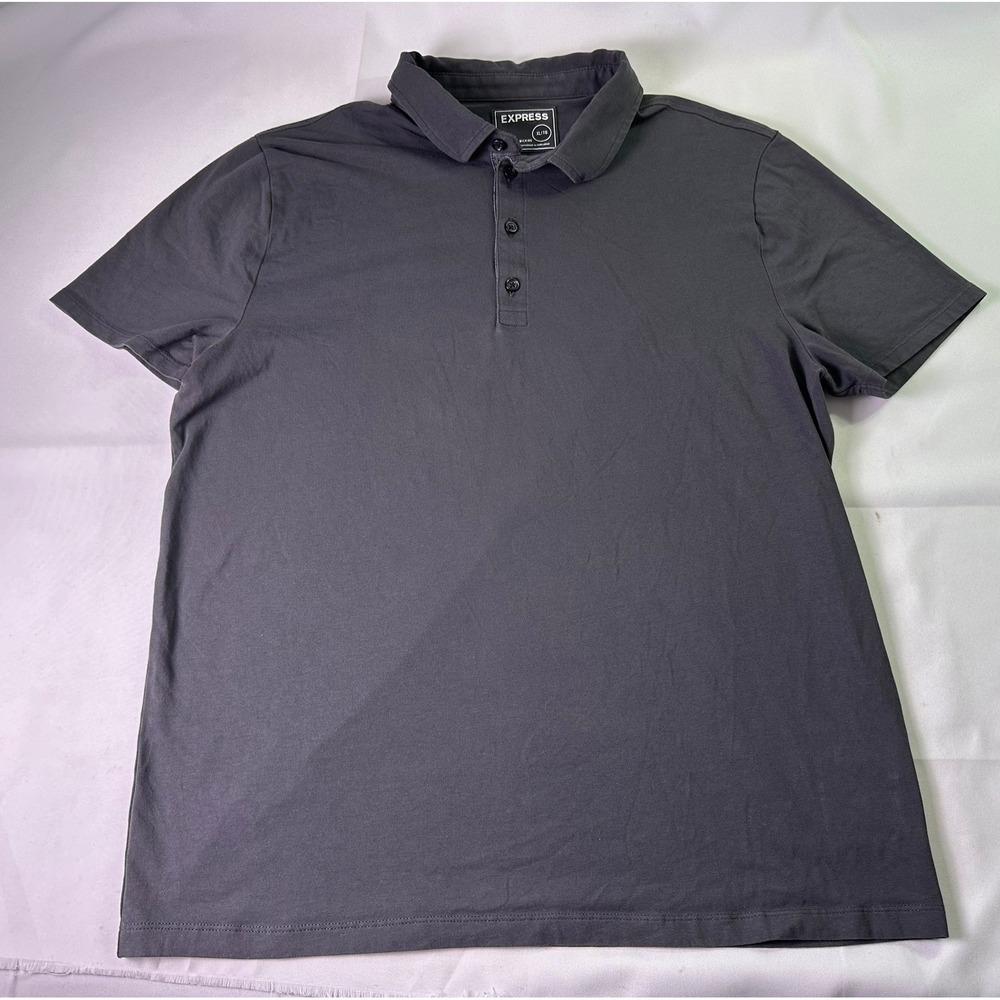 Express Men's XL Charcoal‎ Gray Stretch Moisture Wicking Short Sleeve Polo Shirt